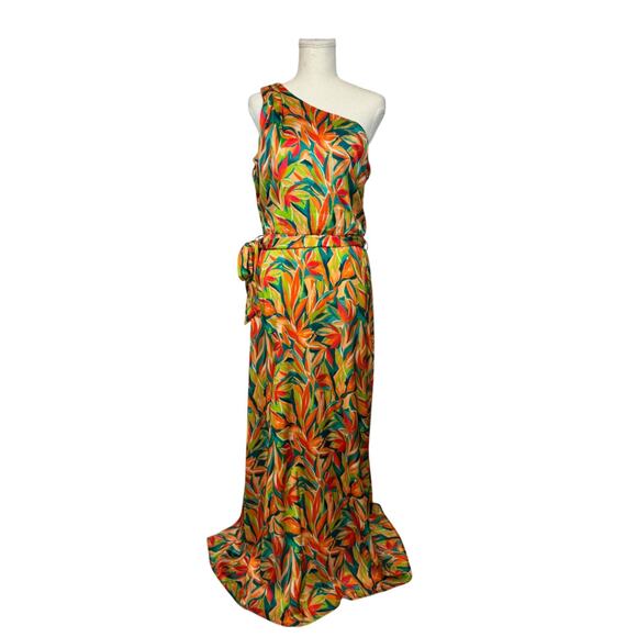 Nicole Miller Dresses & Skirts - Nicole Miller One Shoulder Tropical Maxi Dress Women's 10 Resort Vacation Cruise
